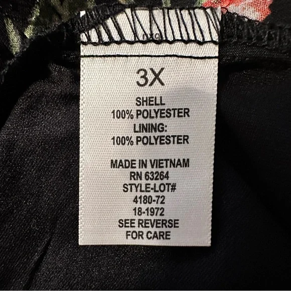 Roz & Ali Cold Shoulder Black Blouse with Peach / Coral Floral Accents 3X NWOT - Picture 7 of 8